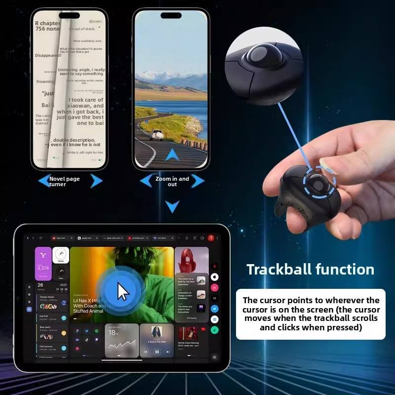 2.4G Blue-tooth Wireless Remote Control Mice Trackball Finger Ring Mouse for Short Video/PPT Speech/In-Vehicle Display Screen - Image 6