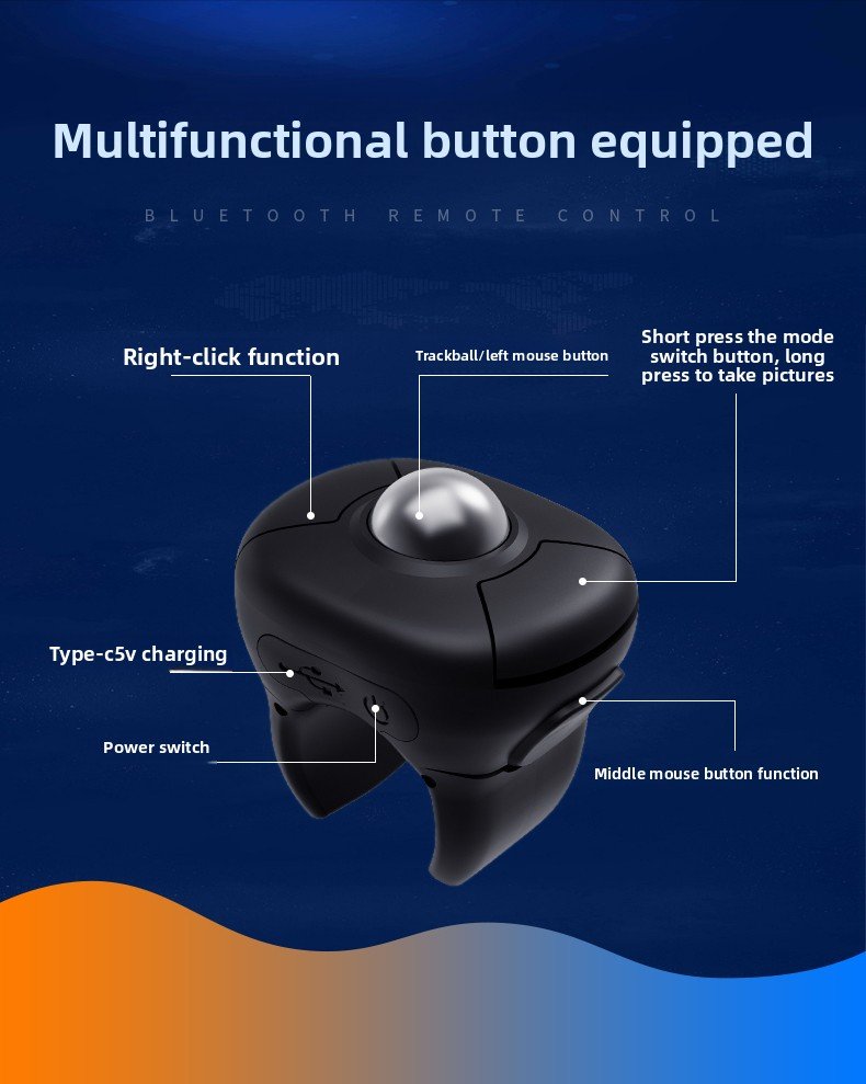 2.4G Blue-tooth Wireless Remote Control Mice Trackball Finger Ring Mouse for Short Video/PPT Speech/In-Vehicle Display Screen - Image 13